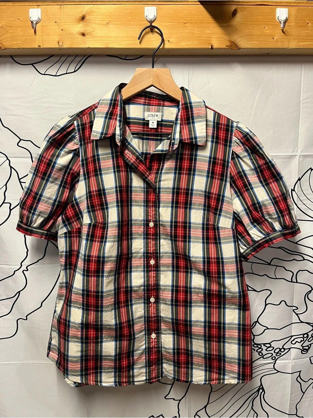 J. Crew Plaid Puff-Sleeve Button-Down Shirt (rack)